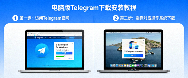 电脑版Telegram下载安装教程示意图 - 展示Windows与macOS电脑下载界面