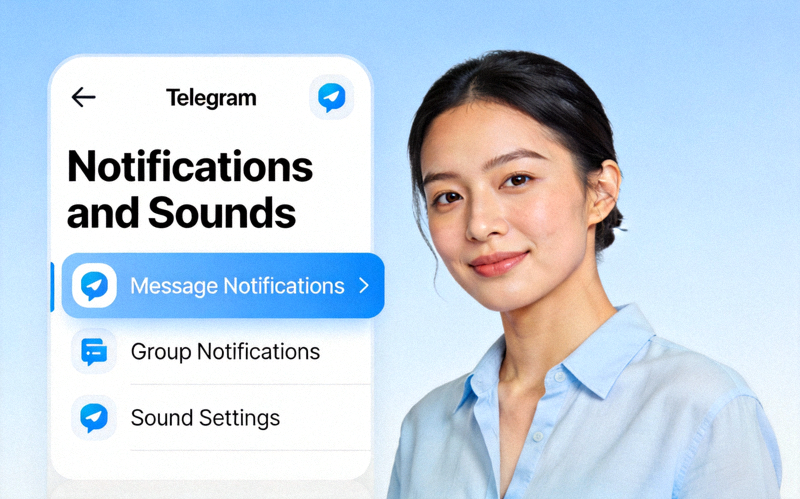 检查Telegram内部通知设置示意图 - 展示Notifications and Sounds菜单选项