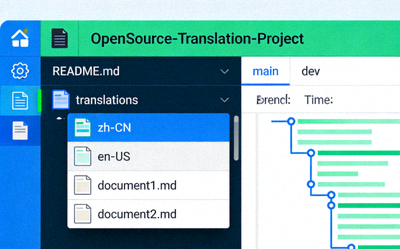 开源社区翻译项目示意图 - 展示GitHub仓库界面