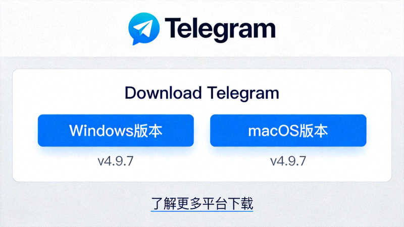 Telegram官方网站下载页面截图 - 显示Windows和macOS下载按钮
