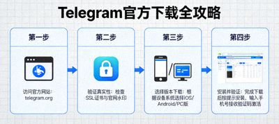 Telegram官方下载全攻略示意图 - 安全下载步骤流程图