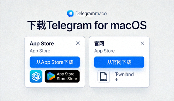 Telegram macOS版下载选项截图 - 显示App Store与官网下载两种方式