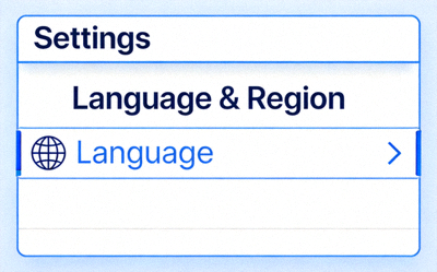Telegram设置页面中的Language语言选项位置示意图