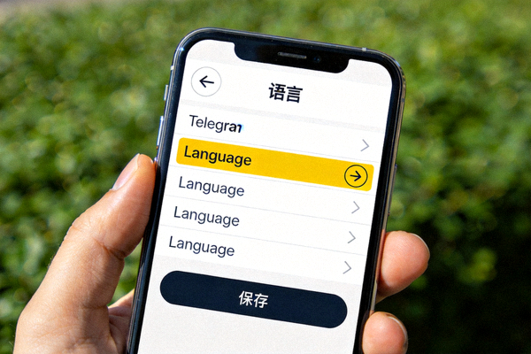 Telegram手机版语言设置菜单截图 - 高亮显示Language选项