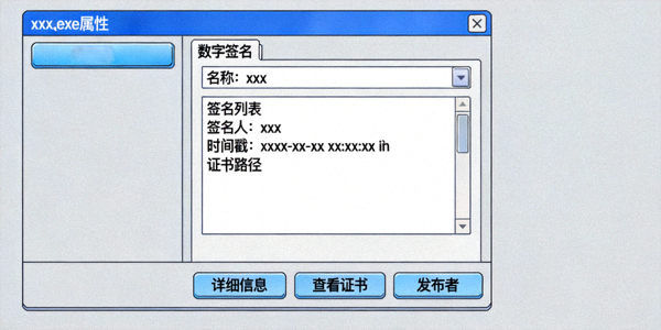 Windows系统下右键查看exe文件属性中数字签名详情页面的示意图